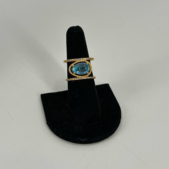 Moonstone gold-plated sterling silver ring Size 7 3/4 - Picture 1 of 6